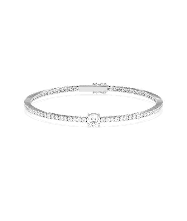 Diamond Tennis Bracelet with Solitaire media alternate view