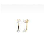 Floating lab diamond solitaire stud earrings in 14K yellow gold