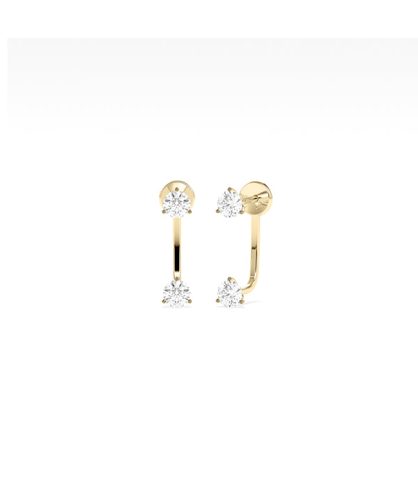 Floating lab diamond solitaire stud earrings in 14K yellow gold