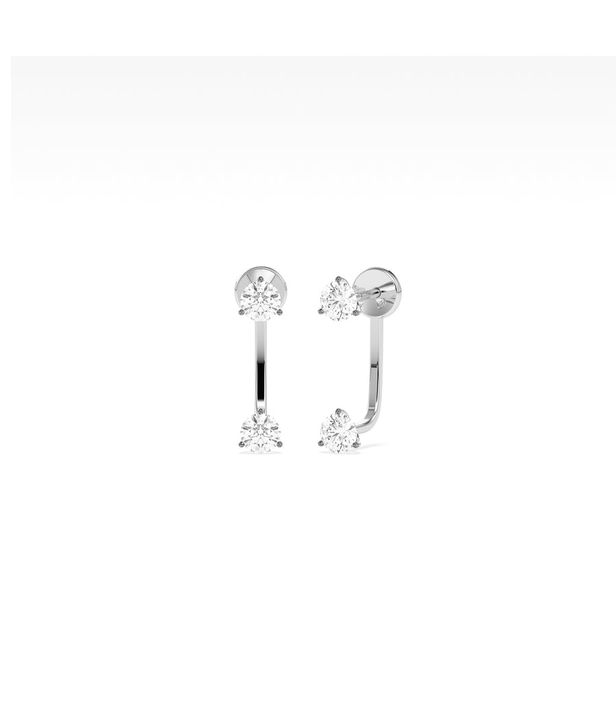 Floating lab diamond solitaire stud earrings in 14K white gold