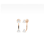 Floating lab diamond solitaire stud earrings in 14K rose gold