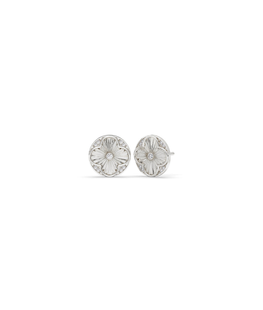 Fluted Clover Diamond Stud Earrings media