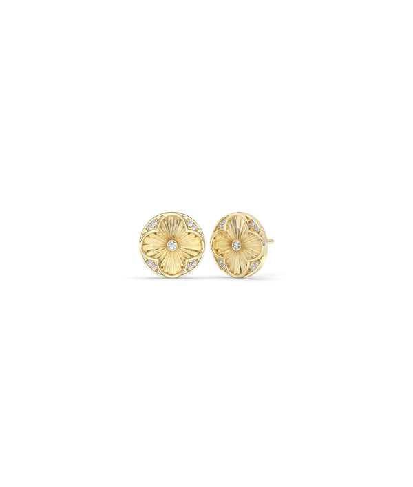 Fluted Clover Diamond Stud Earrings media