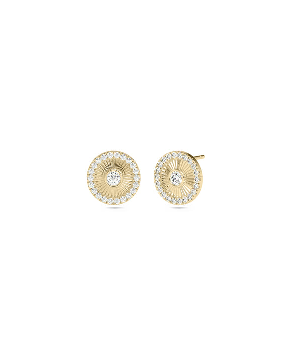 Fluted Halo Stud Earrings media
