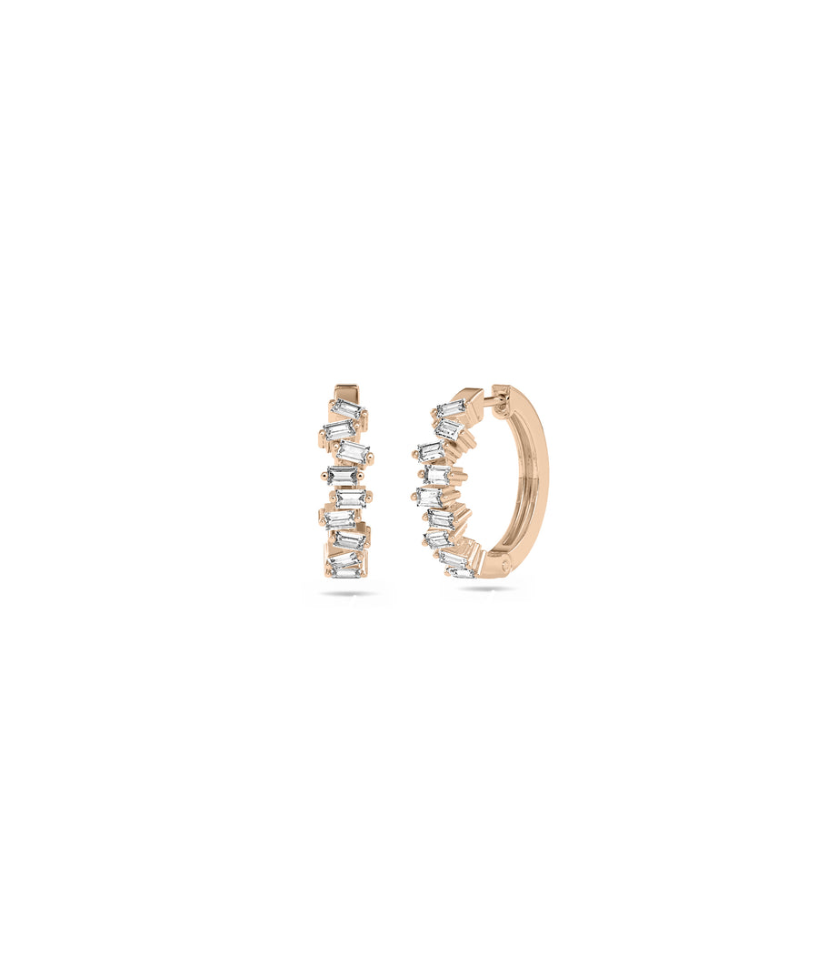 Diamond Baguette Hoop Earring media