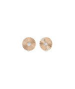 Fluted Disc Diamond Solitaire Stud Earring media