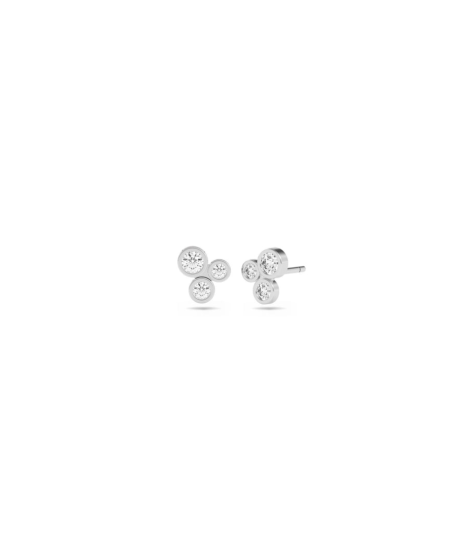 Three-Stone Diamond Stud Earrings media