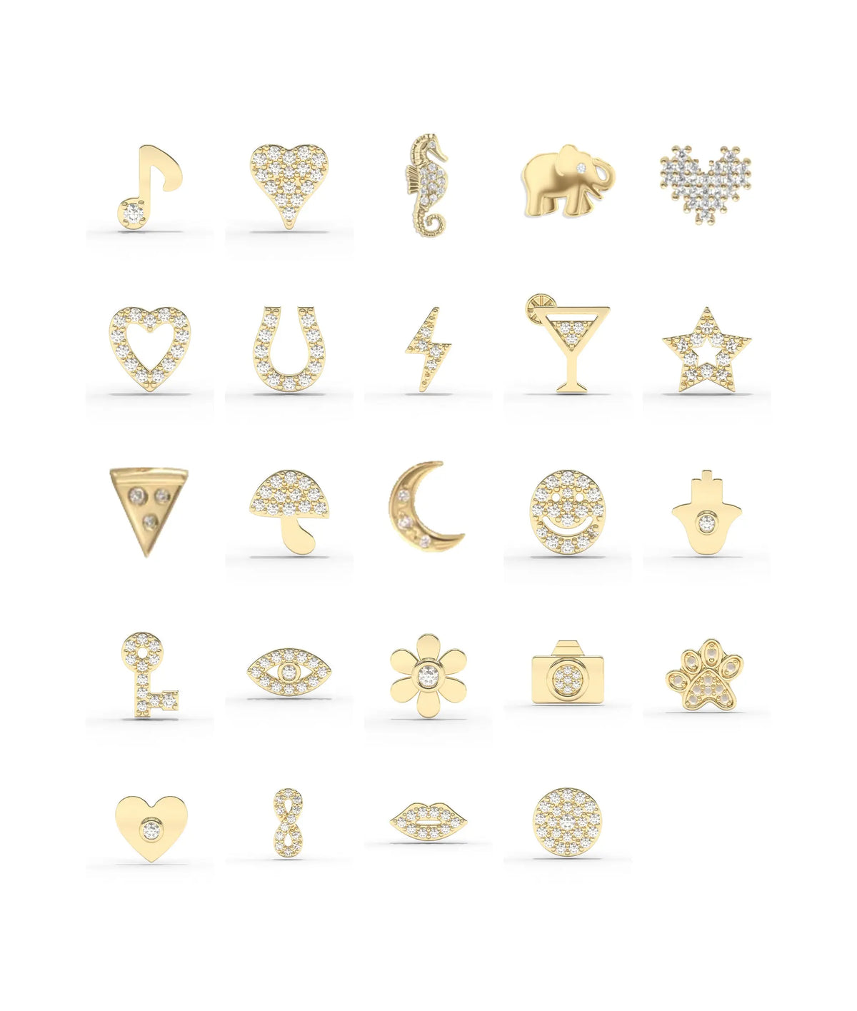 Glass Locket Charms collection showing alphabet letters numbers and pictorial symbols assortment