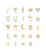 Glass Locket Charms collection showing alphabet letters numbers and pictorial symbols assortment