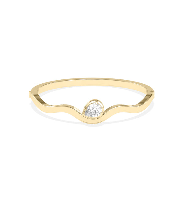 Wave pear lab diamond bangle in 14K yellow gold