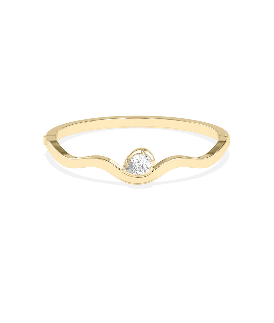 Wave pear lab diamond bangle in 14K yellow gold
