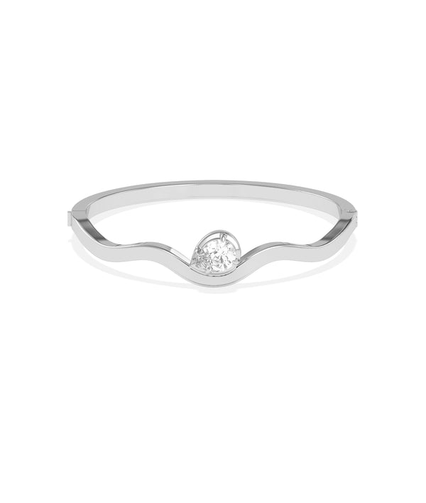 Wave pear lab diamond bangle in 14K white gold alternate view