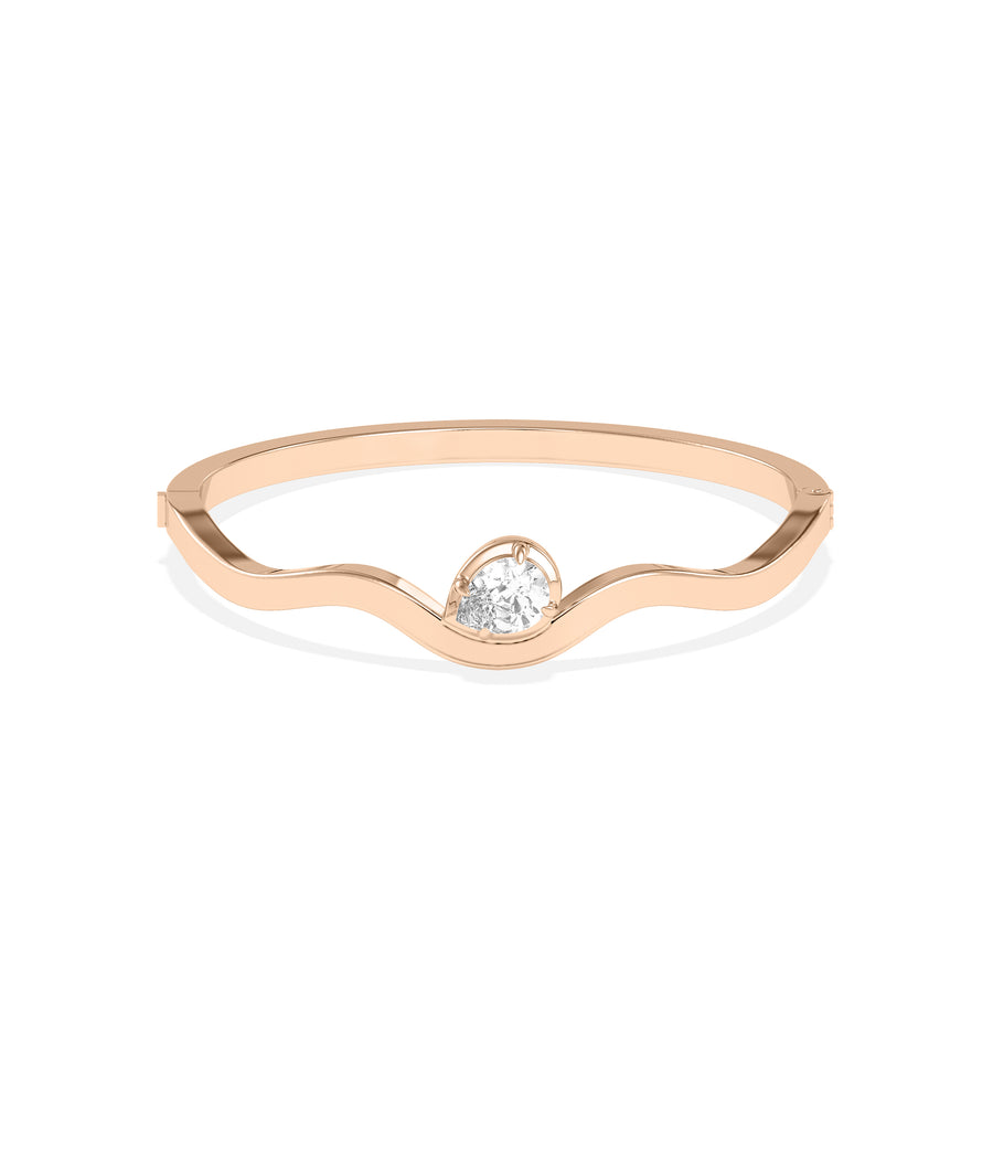 Wave pear lab diamond bangle in 14K rose gold