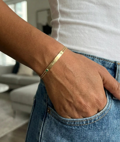 STERLING SILVER Custom Bar Double Row Cable Chain Bracelet