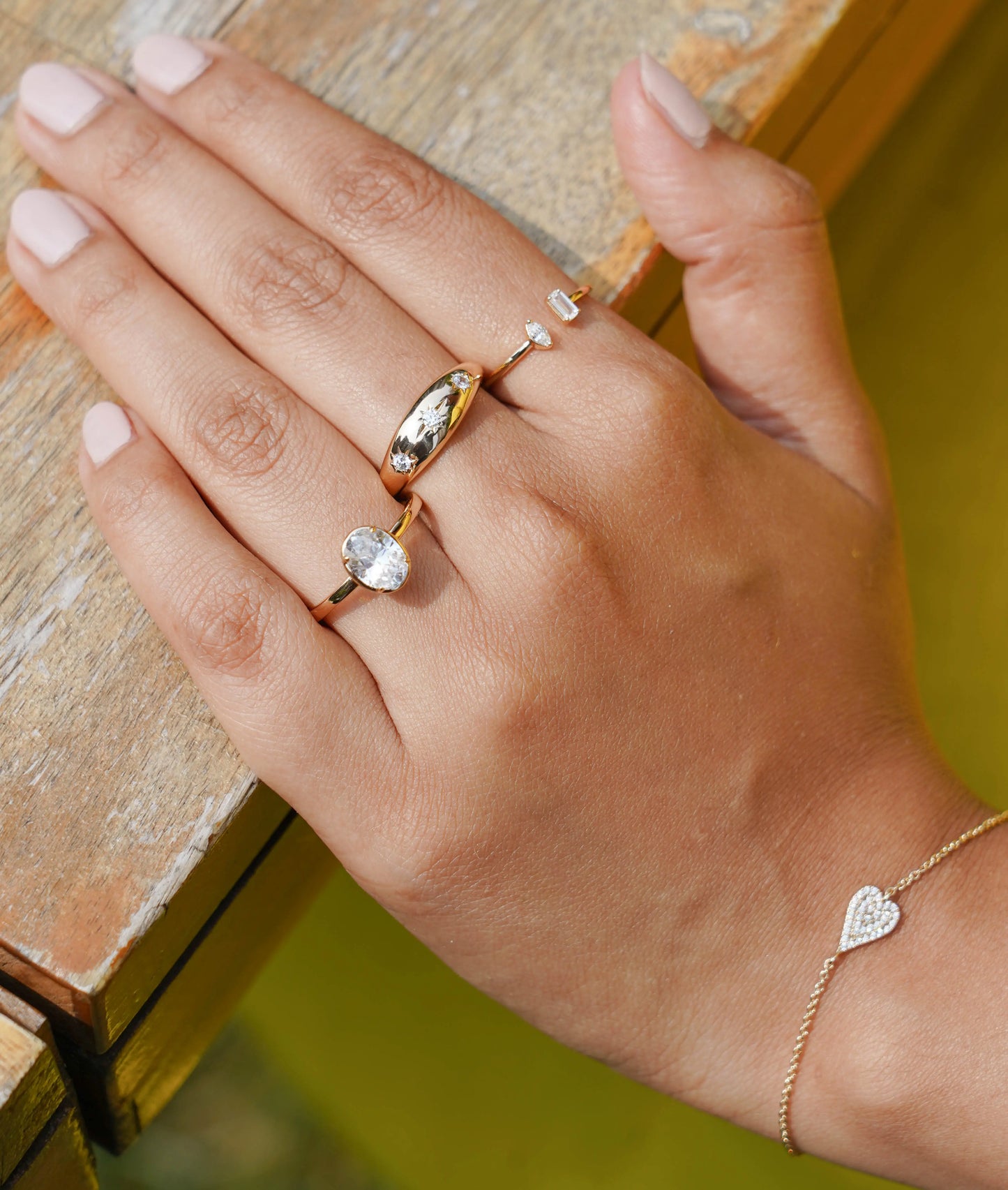 Diamond Star Burst Dome Ring on jewelry display highlighting celestial elegance