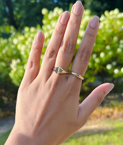 Diamond Solitaire Band Ring lifestyle view showing natural hand placement