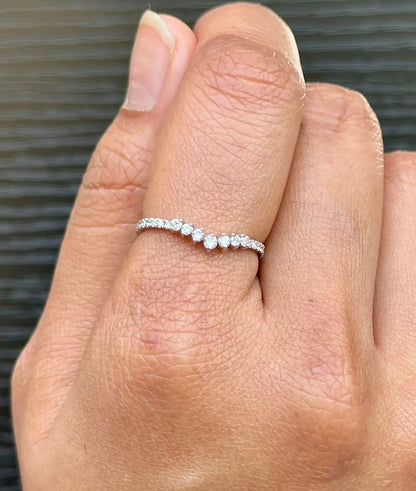 Diamond Chevron Band Ring on hand displaying modern V-shaped chevron styling