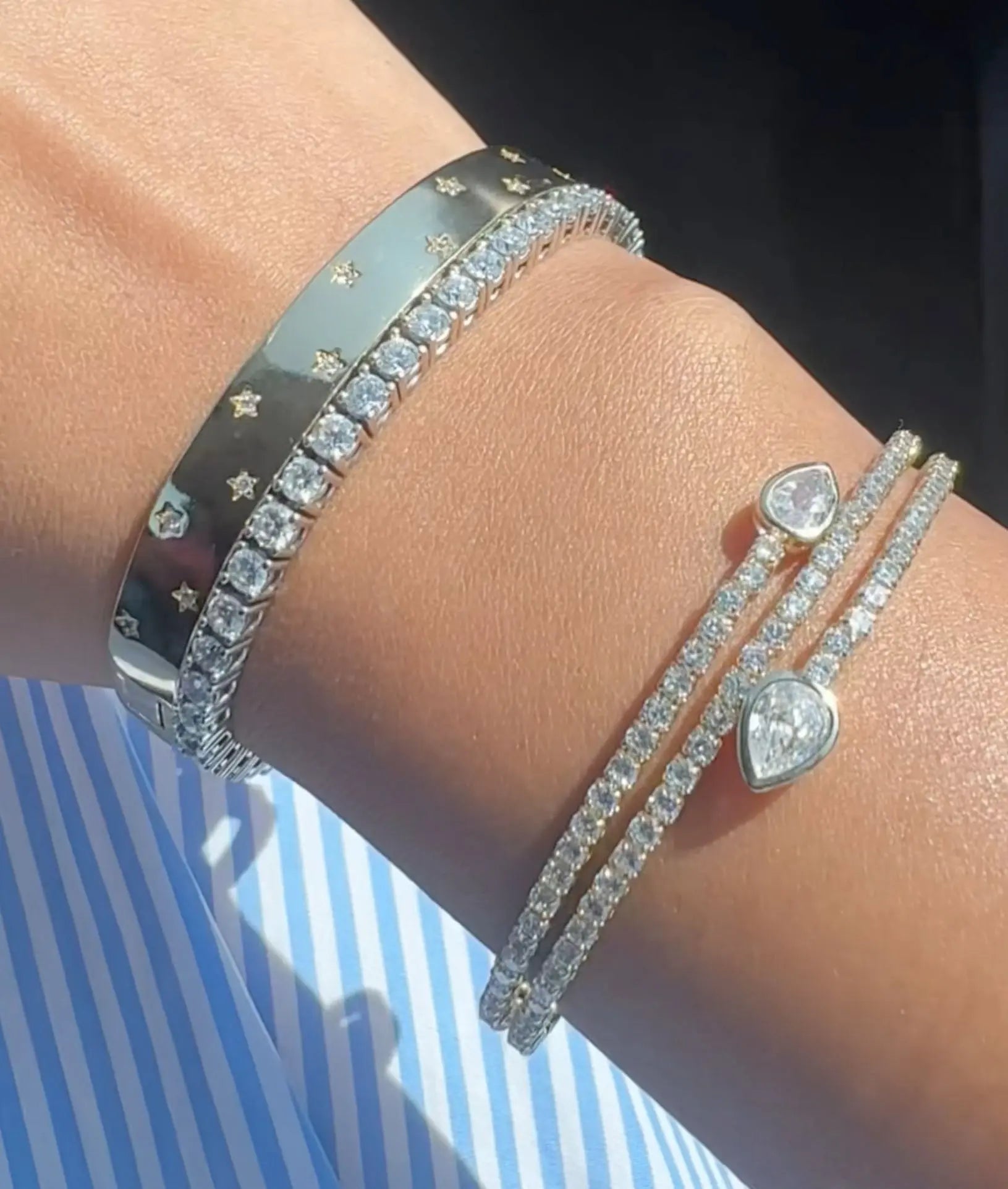 Sprinkle Me Some Diamonds Bangle on wrist playful display
