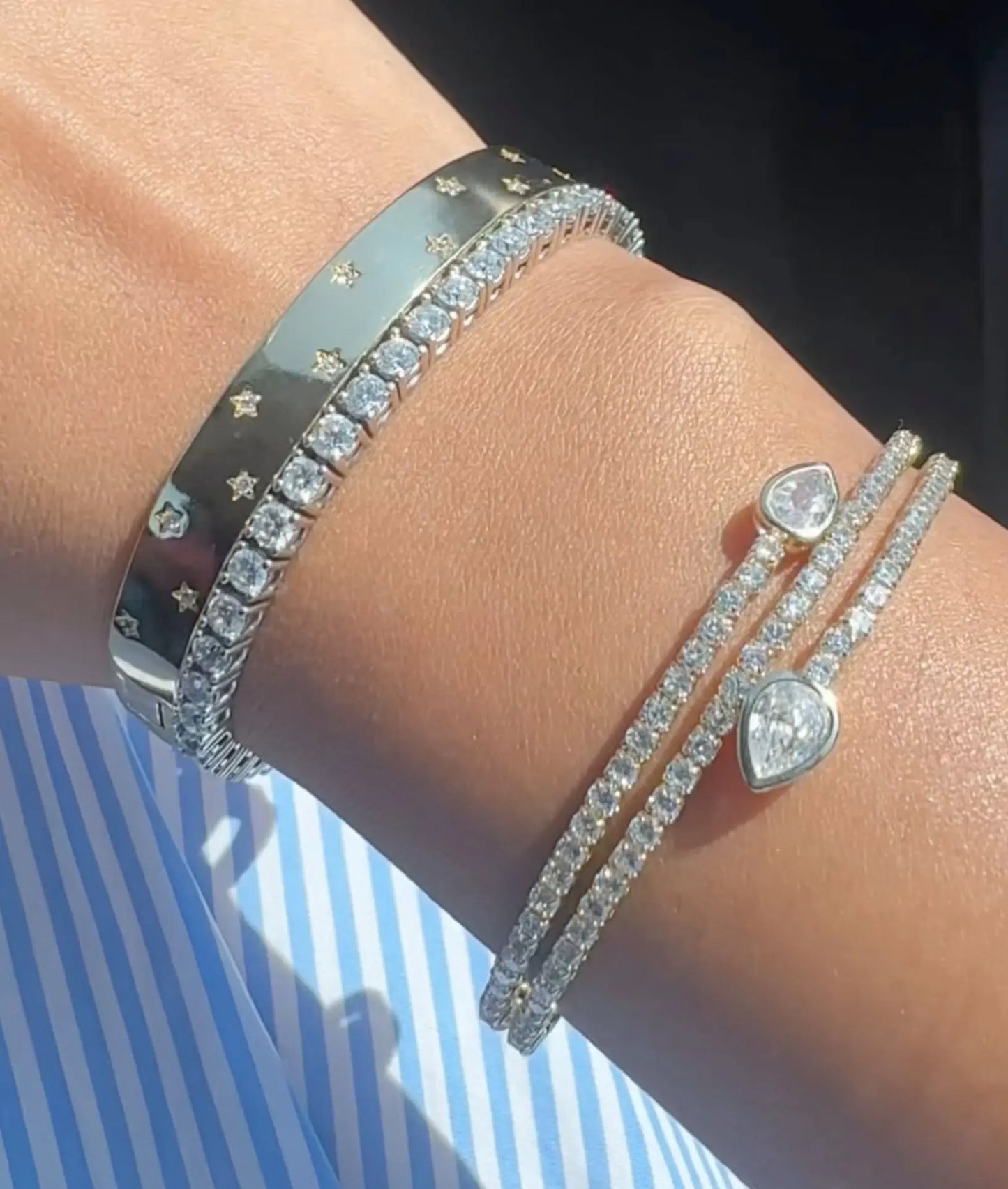 Sprinkle Me Some Diamonds Bangle on wrist playful display
