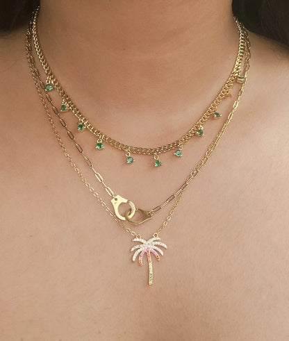 Birthstone Layered Station Necklace showing personalized birthstone detail