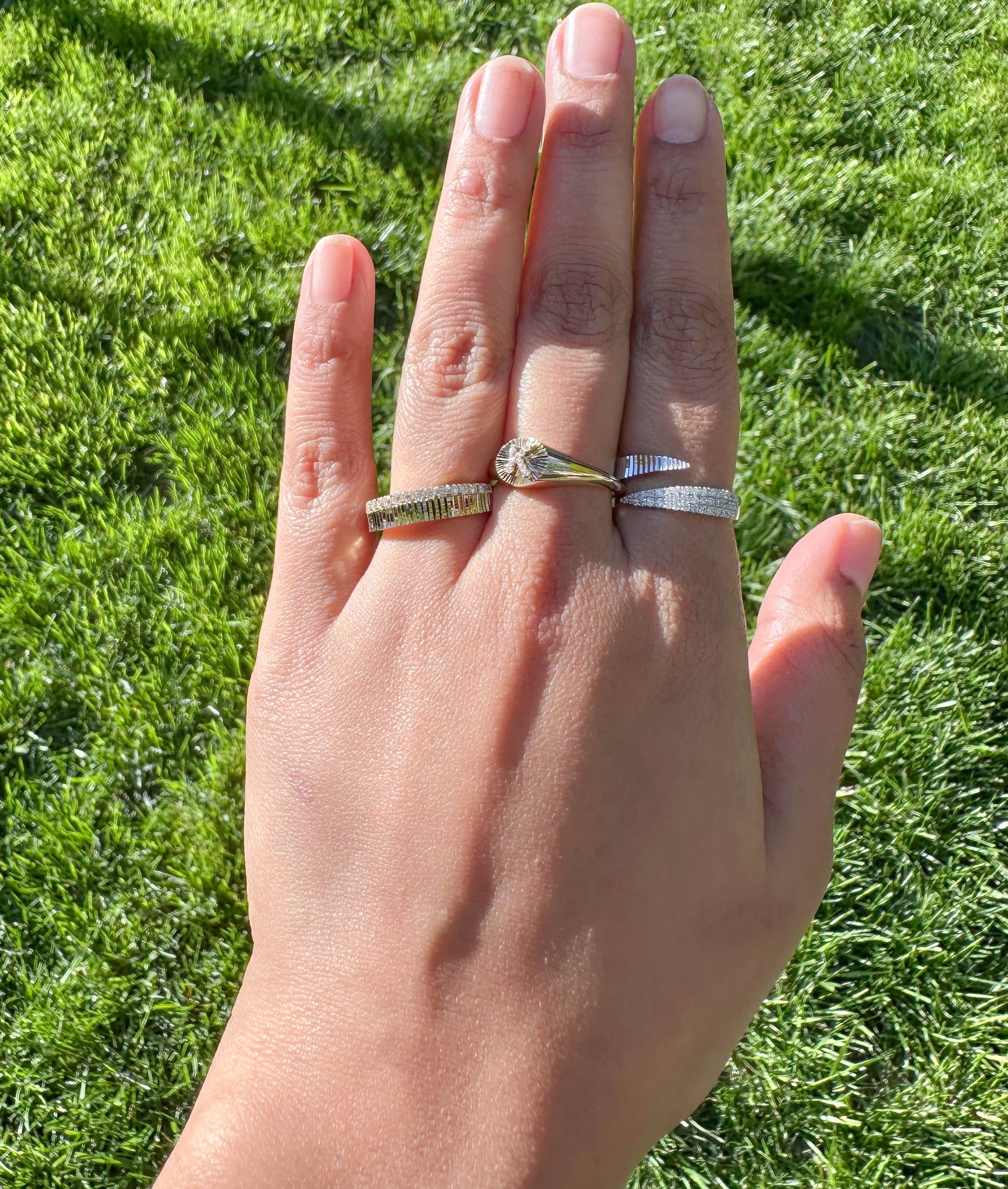 Fluted diamond band ring worn on hand showing refined everyday elegance