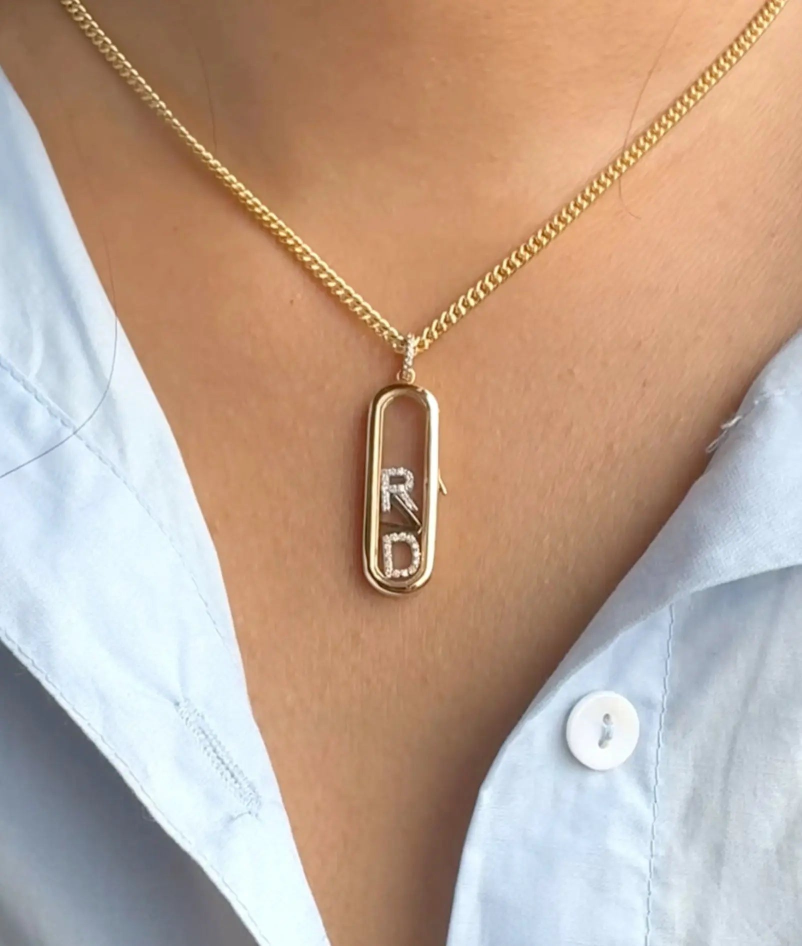 Yellow Gold Capsule Glass Locket Charm