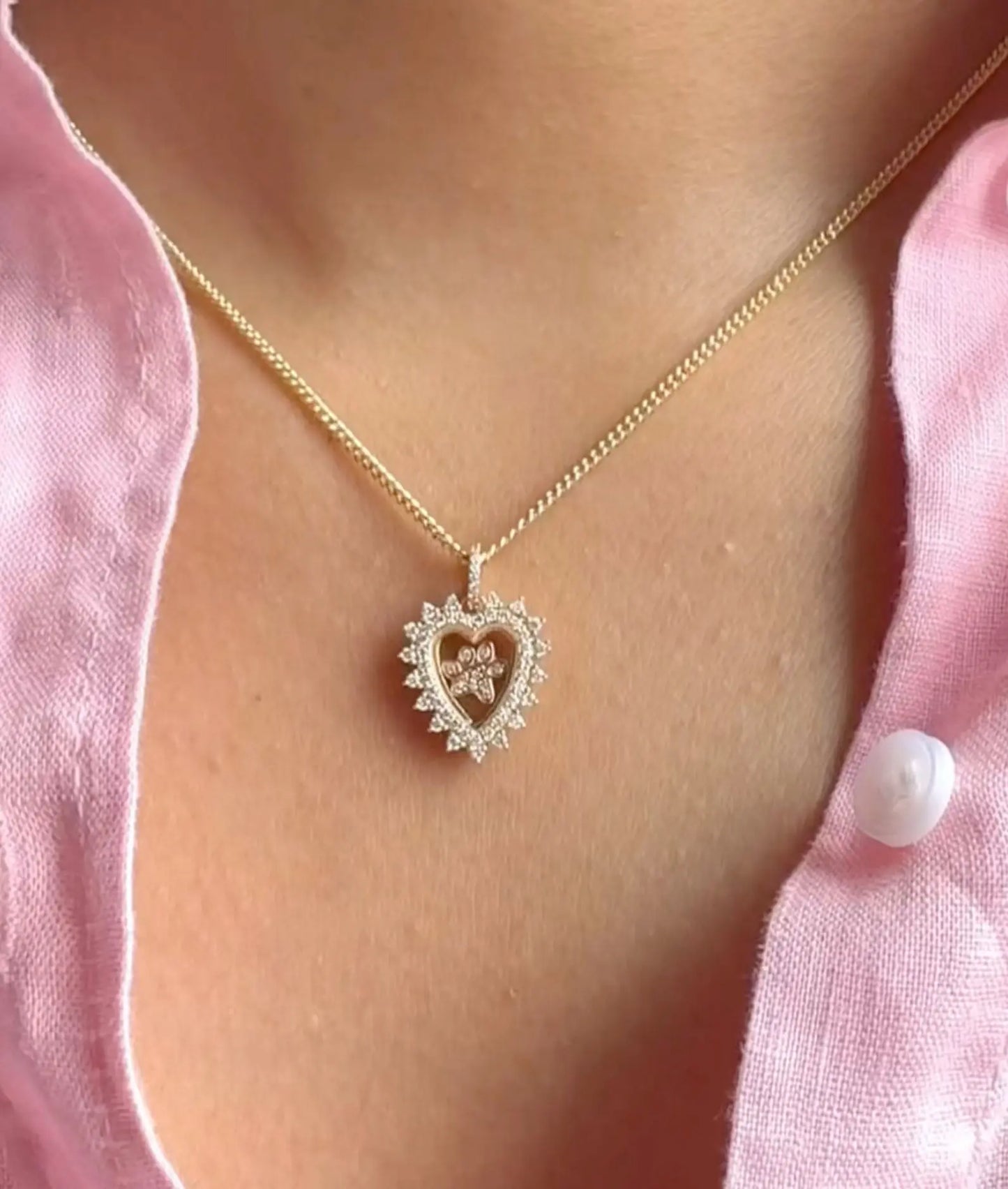 Heart Glass Locket personalized memory pendant 15mm worn on chain necklace elegant display