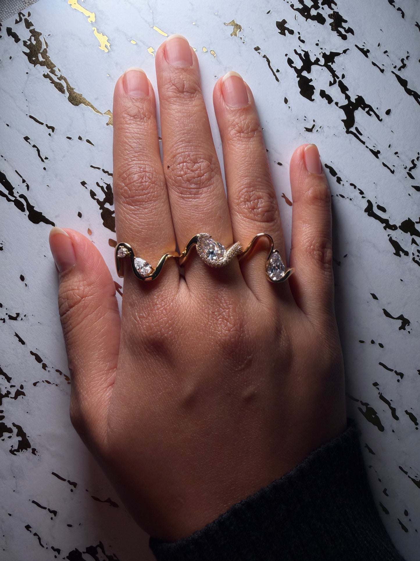Wave Two-Stone Diamond Ring