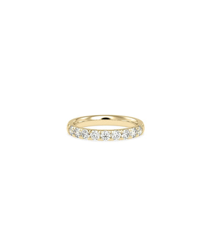 Half Band Diamond Ring in yellow gold with diamonds adorning visible top half