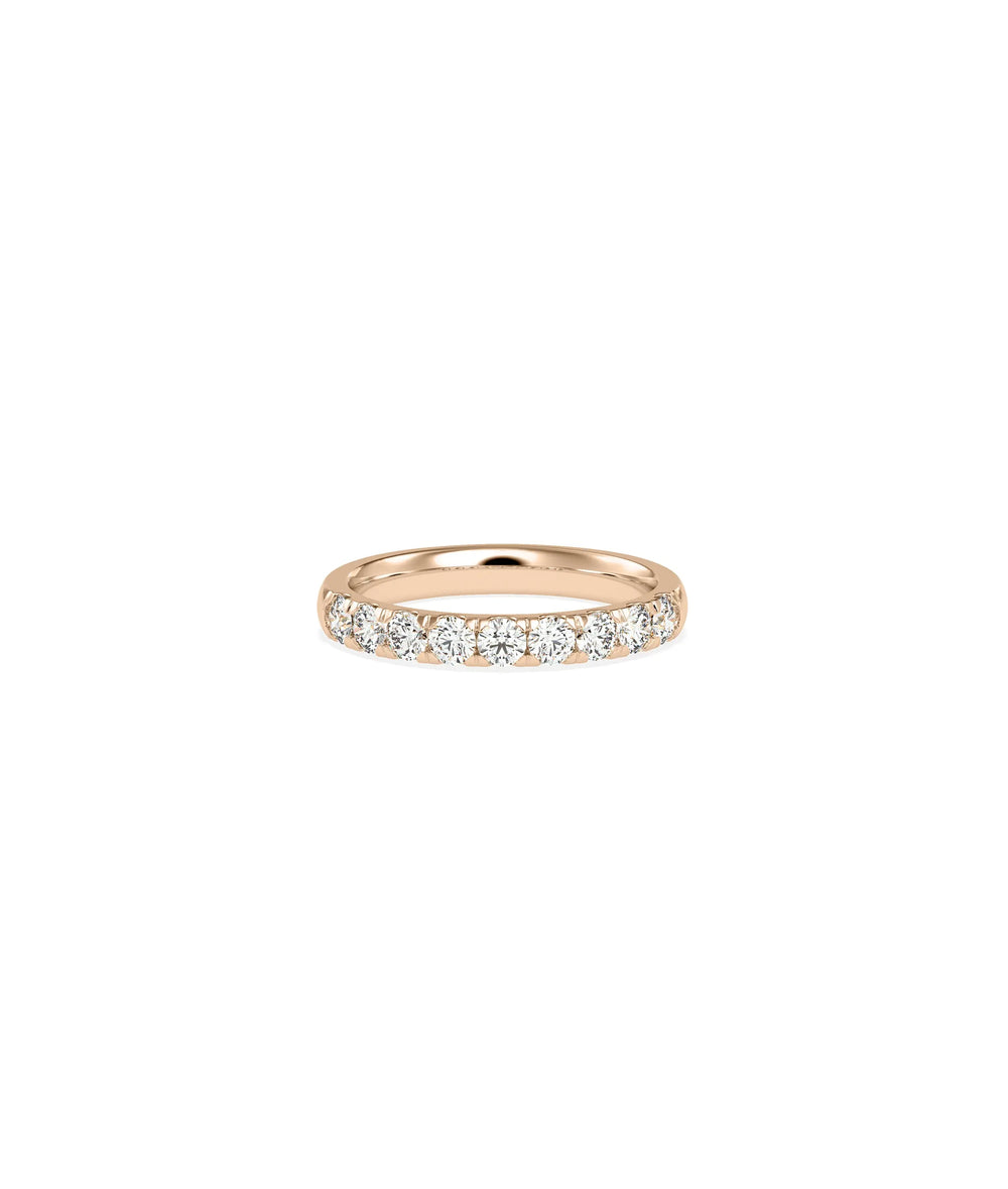 Rose gold Half Band Diamond Ring with smart half-band diamond arrangement