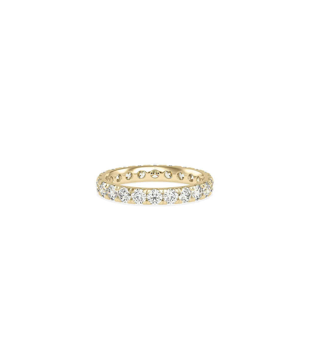 Diamond Eternity Band Ring in yellow gold with continuous complete diamond circle