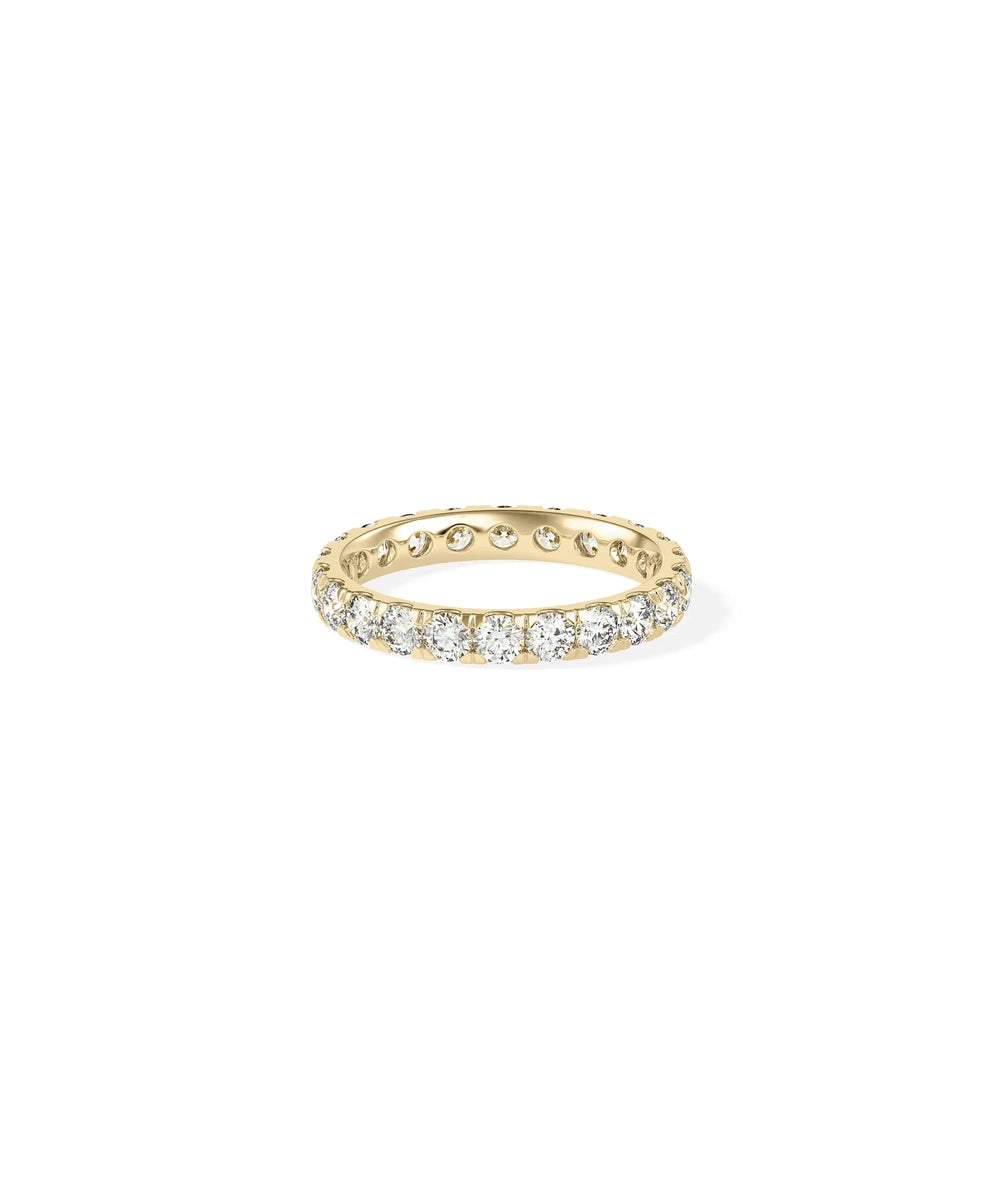 Side view Diamond Eternity Band Ring showing 3.3mm width and eternal coverage