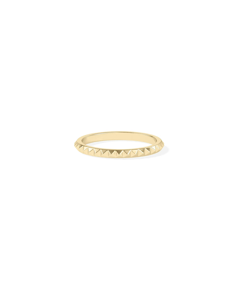 2.00 mm Wide Pyramid Band Ring yellow gold showcasing geometric pyramid texture