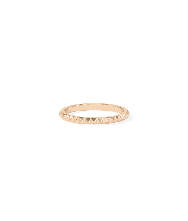 Rose gold pyramid ring featuring unique triangular texture and refined elegance