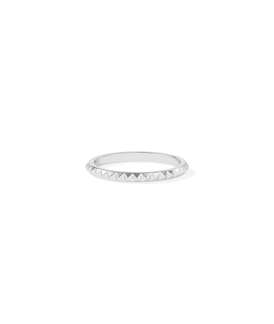 2.00 mm Wide Pyramid Band Ring white gold with edgy architectural styling
