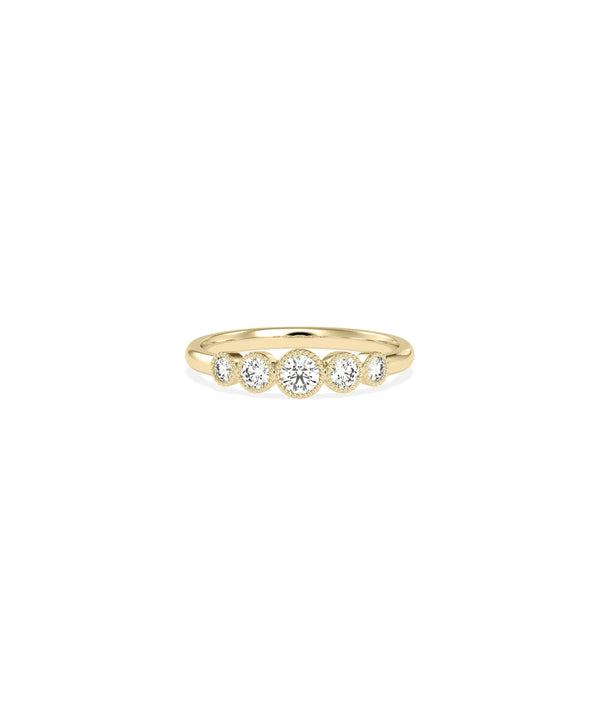 5 Stone Graduating Diamond Band Ring on white background showing progressive stone sizes