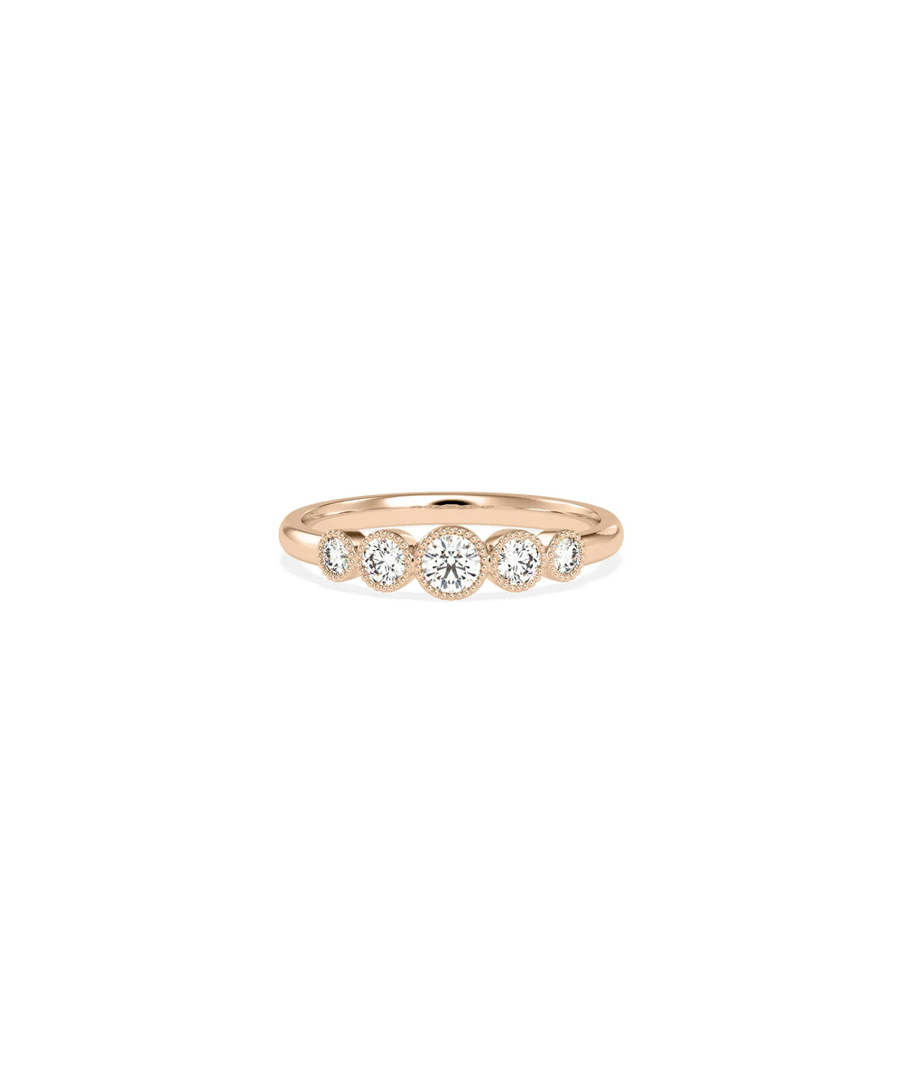 5 Stone Graduating Diamond Band Ring displayed at angle highlighting progressive diamond arrangement