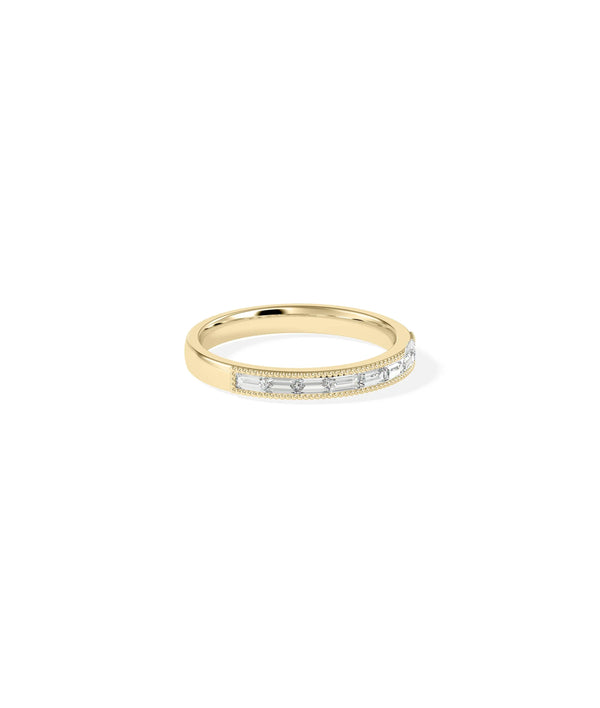 Side view Diamond Baguette Channel Set Band Ring showing 2.7mm width and flush setting alternate view