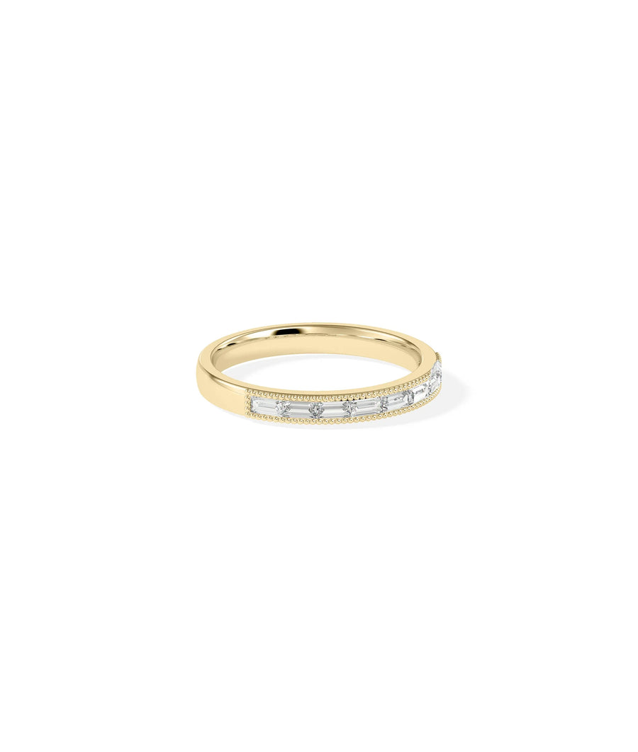 Side view Diamond Baguette Channel Set Band Ring showing 2.7mm width and flush setting