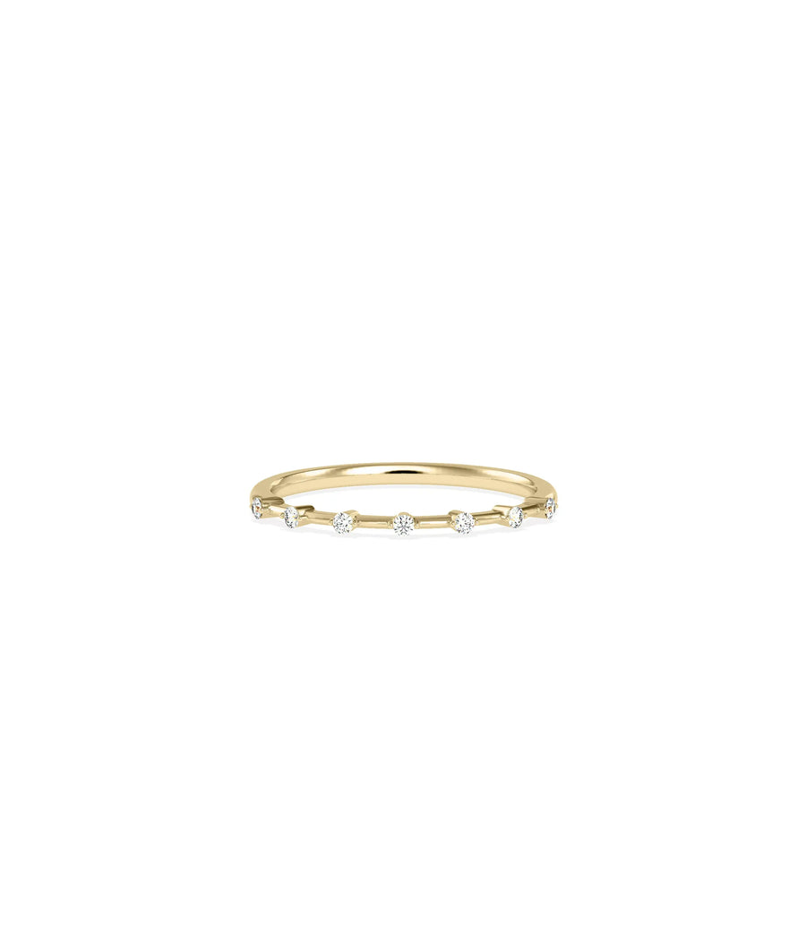 5 Stone Station Diamond Band Ring showing evenly spaced prong-set diamonds on delicate band