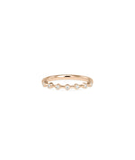5 Stone Bezel Set Station Diamond Band Ring worn on finger demonstrating low profile comfort