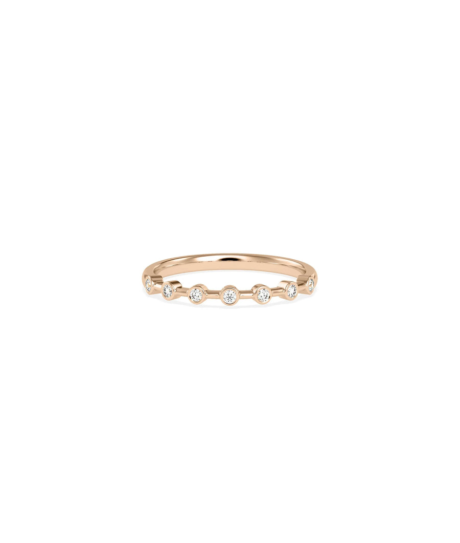 5 Stone Bezel Set Station Diamond Band Ring worn on finger demonstrating low profile comfort
