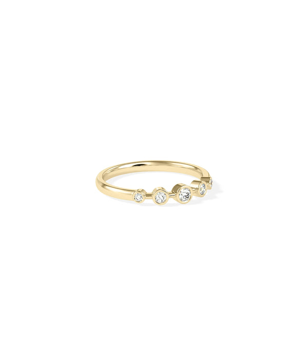 Close-up of graduated bezel set diamonds on 5 Stone Bezel Set Graduating Diamond Band Ring alternate view