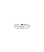 White gold 5 Stone Oval Diamond Band Ring featuring elongated five oval diamonds