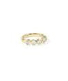 Side view 5 Stone Heart Shape Diamond Band Ring showing substantial 7mm bold width