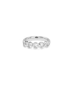 White gold 5 Stone Heart Shape Diamond Band Ring featuring romantic five hearts
