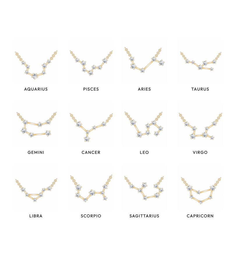 Diamond Zodiac Constellation worn necklace display