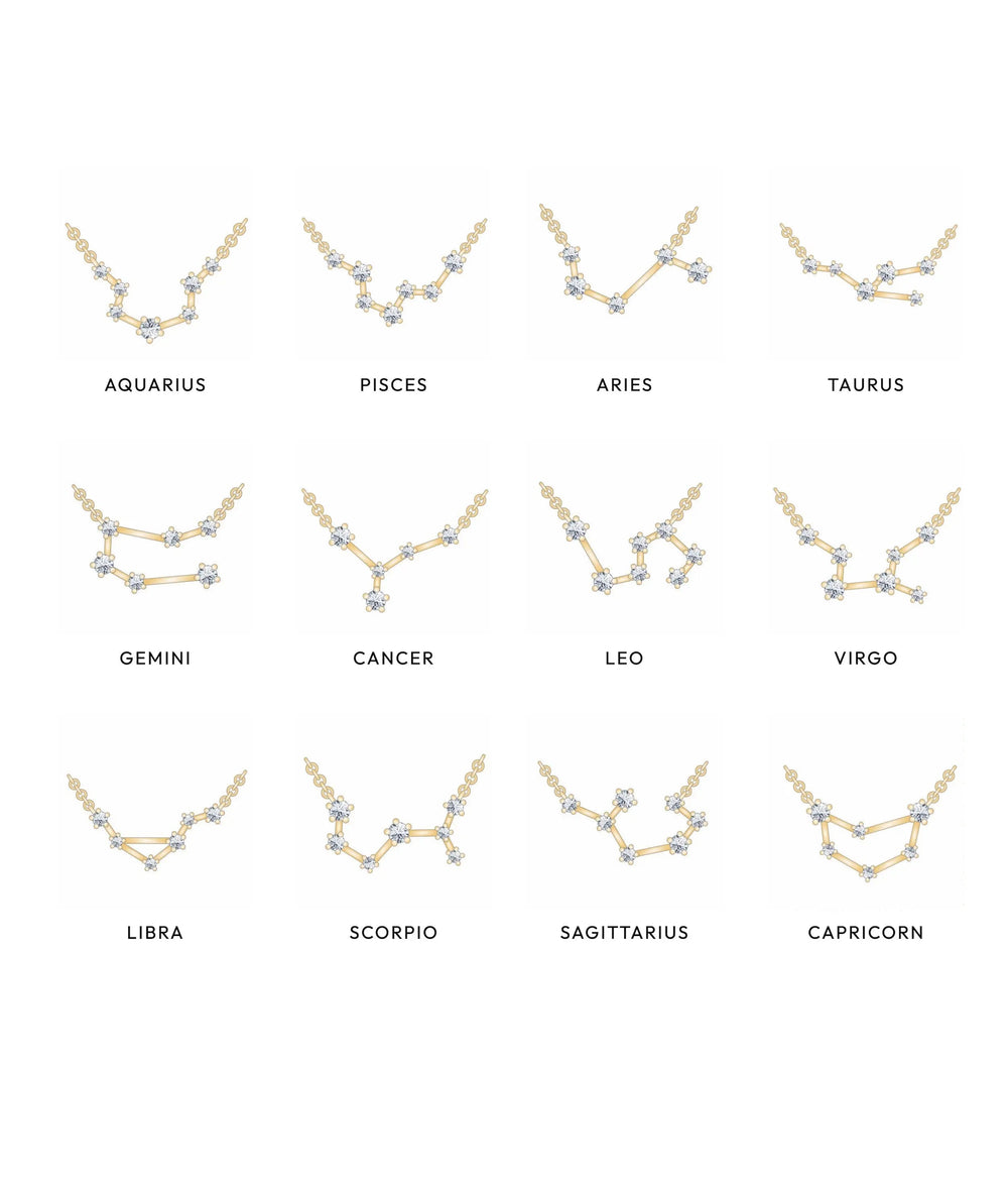Diamond Zodiac Constellation worn necklace display