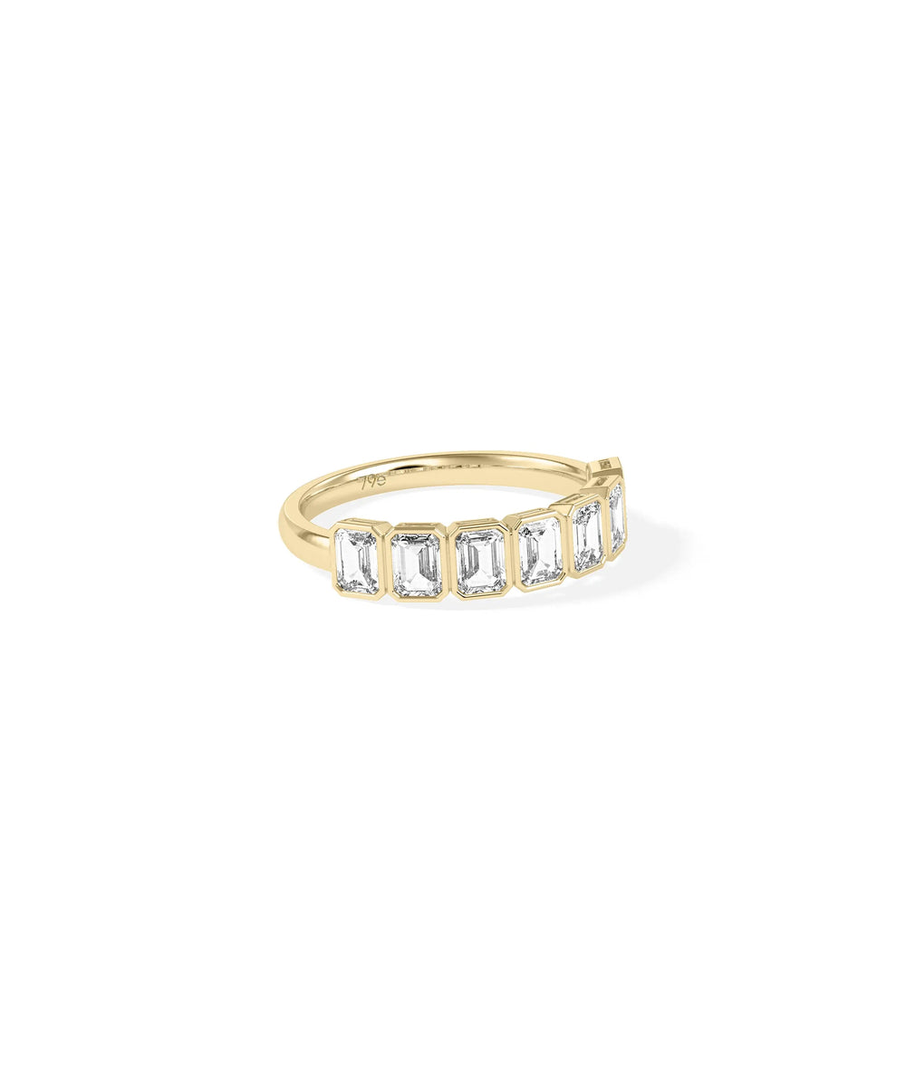 Side view Emerald Cut Half Band Ring showing impressive 4.9mm length and bold design