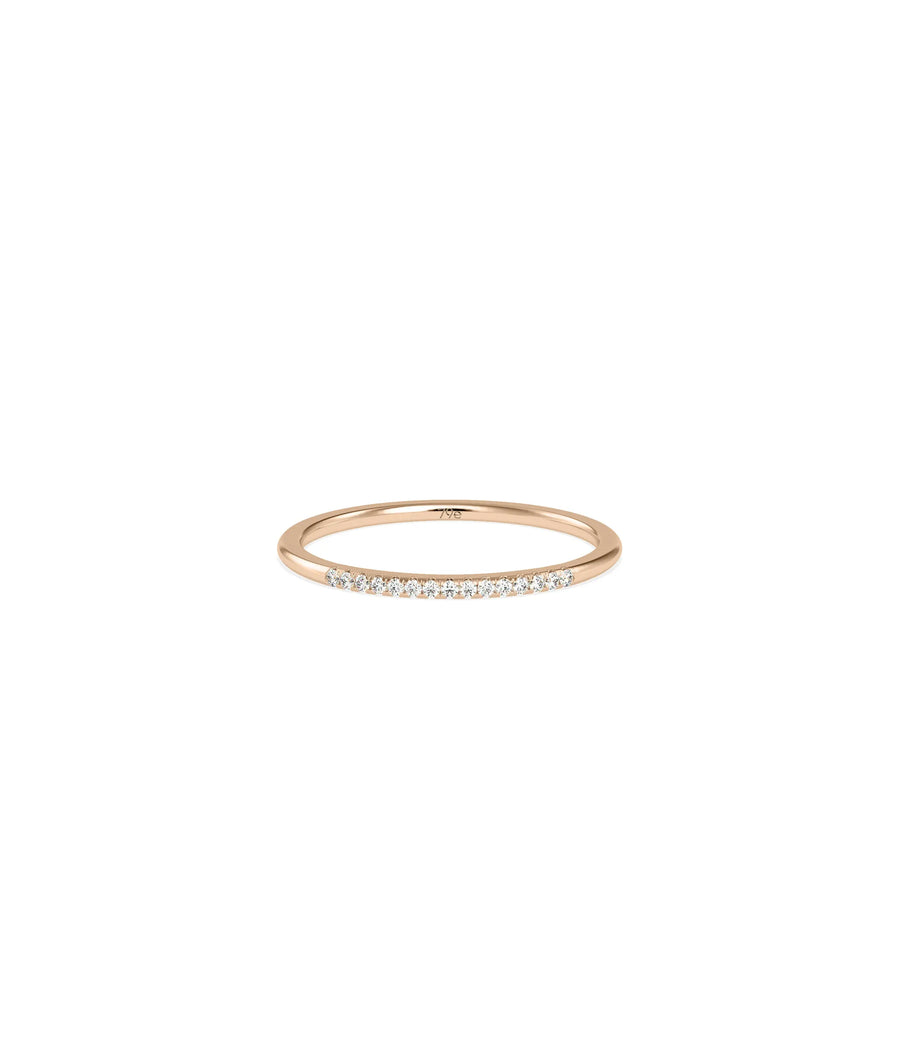1.25 mm Diamond Ring stacked with multiple bands showing perfect layering capability